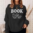 Women's Book Worm Visual Pun Vintage Reading Lover Sweatshirt Gifts for Her