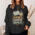 Women's Books Coffee Repeat Book Lover Reader Bookworm Sweatshirt Gifts for Her