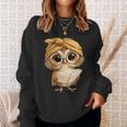 Women's Cute Wise Owl Reading Book With Headscarf Sweatshirt Gifts for Her Women's Cute Wise Owl Reading Book With Headscarf Sweatshirt Gifts for Her