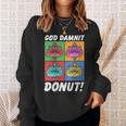 Women's Dungeon Crawler Carl God Damnit Donut Cat Pop Art Book Sweatshirt Gifts for Her