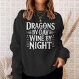 Women's Fantasy Books Reading Time Dragons By Day Wine By Night Sweatshirt Gifts for Her