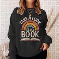 Women's Take A Look Its In A Book Retro Reading Bookworm Librarian Sweatshirt Gifts for Her Women's Take A Look Its In A Book Retro Reading Bookworm Librarian Sweatshirt Gifts for Her