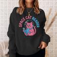 Women's Space CAT Reader Pink Helmet Blue Book Nerd Galaxy Kitty Sweatshirt Gifts for Her