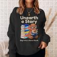 Women's Unearth A Story Reading Mammoth Prehistoric Book Librarian Sweatshirt Gifts for Her