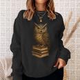 Women's Wise Owl Monocle Books Scholar Academic Art Sweatshirt Gifts for Her