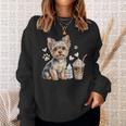 Yorkie Dog Moms Iced Coffee And Books Yorkshire Terrier Sweatshirt Gifts for Her