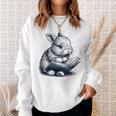 Adorable Reading Bunny Drawing For Book Lovers Philossophers Sweatshirt Gifts for Her