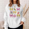 Apple Coquette Bow Books First Day Of School Back To School Sweatshirt Gifts for Her Apple Coquette Bow Books First Day Of School Back To School Sweatshirt Gifts for Her