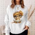 Baby Lizard Open Book Reading Reptile Graphic Portrait Round Premium Tri-Blend Sweatshirt Gifts for Her