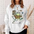 Book Lover Frog Quiet Please Cute Librarian Cartoon Sweatshirt Gifts for Her