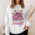 Bookcore Coquette Pinkoween Fall Into Stories Books Premium Tri-Blend Sweatshirt Gifts for Her
