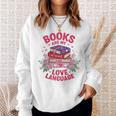 Books Are My Love Language Retro Bookish Pink Valentine Sweatshirt Gifts for Her