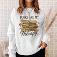 Books Are My Therapy Vintage Book Lover Daisy Art Sweatshirt Gifts for Her