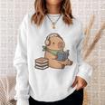 Capybara Reading a Book Cute Reading For Boys Girls Premium Tri-Blend Sweatshirt Gifts for Her