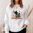 Cat Kitten Wildflower Book Pet Owner Librarian Sweatshirt Gifts for Her