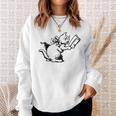 Cat Reading a Book Print Sweatshirt Gifts for Her