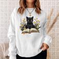 Cat Shirts For Women Book Lover Shirt Cute Cat And Book Premium Tri-Blend Sweatshirt Gifts for Her