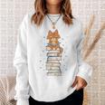 Cat Sits On Books Reading Reading Book Lover Sweatshirt Gifts for Her