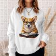 Cute Dog Corgi Reading Book Sweatshirt Gifts for Her