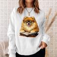 Cute Dog Pomeranian Reading Book Premium Tri-Blend Sweatshirt Gifts for Her