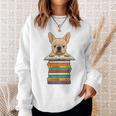 Cute French Bulldog Reading On Pile Of Books Sweatshirt Gifts for Her Cute French Bulldog Reading On Pile Of Books Sweatshirt Gifts for Her