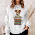 Cute Jack Russel Dog Reading On Pile Of Books Premium Tri-Blend Sweatshirt Gifts for Her