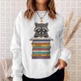 Cute Raccoon Reading On Pile Of Books Sweatshirt Gifts for Her