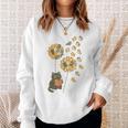 Cute Reading Cat With Kitten Dandelion Flowers Book Lover Sweatshirt Gifts for Her