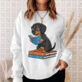 Dachshund Dog With Glasses Reading Book Librarian Sweatshirt Gifts for Her Dachshund Dog With Glasses Reading Book Librarian Sweatshirt Gifts for Her
