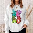 Dinosaur Read Book Lover Dino Reading Kids Premium Tri-Blend Sweatshirt Gifts for Her