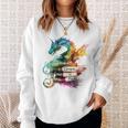 Dragons And Books Watercolor Fantasy Dragon Lover Theme Sweatshirt Gifts for Her