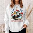 El Salvador Hispanic Heritage Month Book Cute Floral Cat Art Sweatshirt Gifts for Her