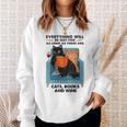 Everything Will Be Just Fine Cats Books And Wine Sweatshirt Gifts for Her