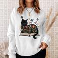Floral Cat Reading Book Kitten Illustration Sweatshirt Gifts for Her