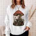 Floral Mushroom Skeleton Reading Books Gothic Humor Sweatshirt Gifts for Her