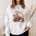 Fox And Book Lover Graphic For Women And Spring Pink Flower Sweatshirt Gifts for Her