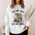 This Girl Loves Cats And Books Cat Watercolor Sweatshirt Gifts for Her
