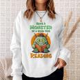 Halloween Teacher Librarian Monster Reading Books Performance Sweatshirt Gifts for Her Halloween Teacher Librarian Monster Reading Books Performance Sweatshirt Gifts for Her