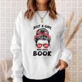 Just a Girl Who Loves Book Funny Librarian Writer Reader Sweatshirt Gifts for Her