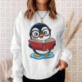 Kawaii Penguin In Cartoon Style With Book And Glasses Sweatshirt Gifts for Her Kawaii Penguin In Cartoon Style With Book And Glasses Sweatshirt Gifts for Her