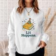 Lit Happens Book Party Hat Confetti Literary Pun Sweatshirt Gifts for Her