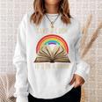 Take A Look It In A Book Retro Rainbow Reading Teacher Sweatshirt Gifts for Her