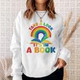 Take a Look It's In a Book Rainbow Reading Sweatshirt Gifts for Her