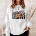 Mr Men Little Miss Retro Colourful Comic Book Scene Sweatshirt Gifts for Her
