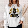 Mystic Cat With Spell Book Candle Flowers Witchcore Men Women Kids Sweatshirt Gifts for Her