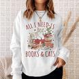 All I Need Is Books And Cats Valentines Day Reading Bookworm Sweatshirt Gifts for Her