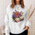 Open Book With Colorful Flowers For Readers Sweatshirt Gifts for Her