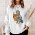 Pigeon Reading Book Bird Joke Humor Premium Tri-Blend Sweatshirt Gifts for Her