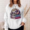 Reading Muffler Sloth On Stack Of Books Premium Tri-Blend Sweatshirt Gifts for Her