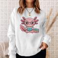 Readsalotl Axolotl Reading Cute Book Lover Bookworm Premium Tri-Blend Sweatshirt Gifts for Her